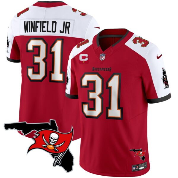 Buccaneers Florida Patch Vapor Limited Jersey – All Stitched – Red Alternate – Antoine Winfield Jr. Jersey