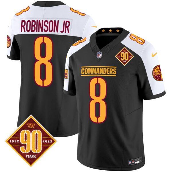 Washington Commanders 90th Anniversary Patch Vapor Jersey – All Stitched – Black Alternate – Robinson Jr. Jersey