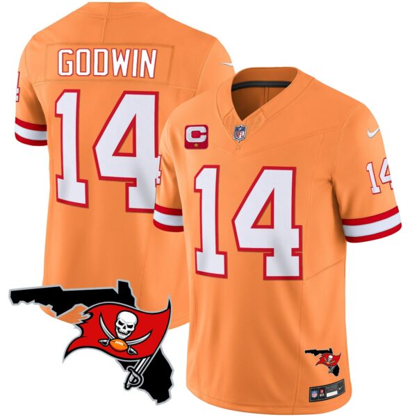 Buccaneers Florida Patch Vapor Limited Jersey – All Stitched – Orange – Chris Godwin Jersey