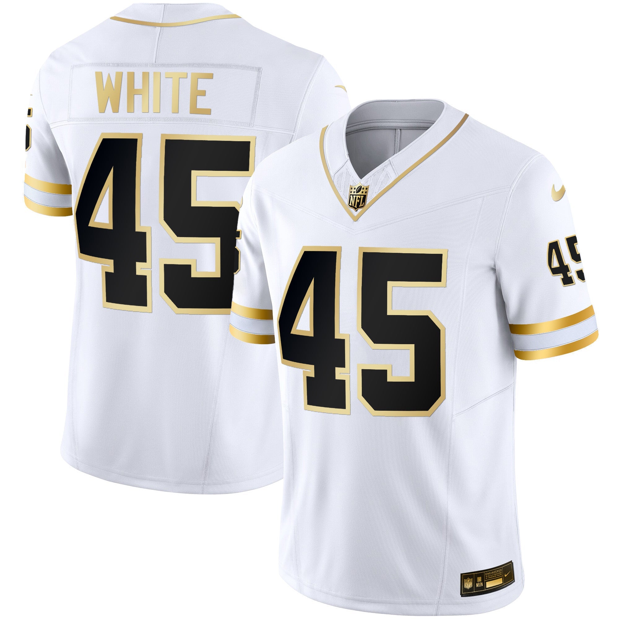 Buccaneers Throwback & Gold Limited Jersey – All Stitched – White Gold – Devin White Jersey