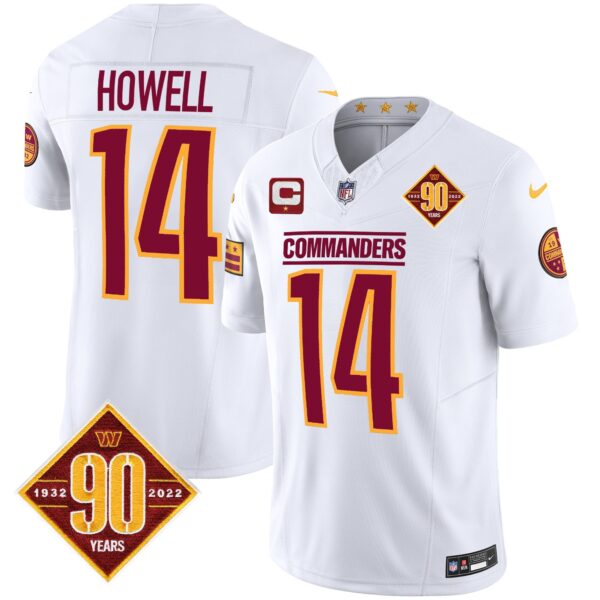 Washington Commanders 90th Anniversary Patch Vapor Jersey – All Stitched – White – Sam Howell Jersey