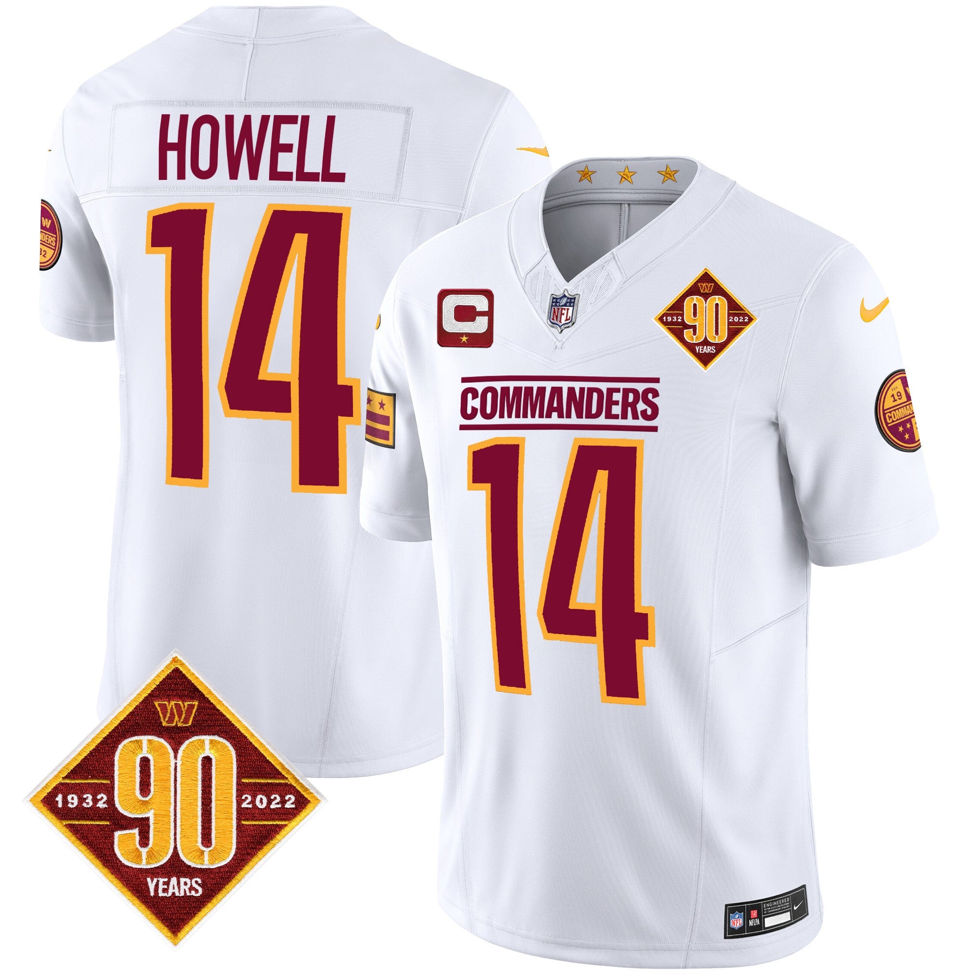 Washington Commanders 90th Anniversary Patch Vapor Jersey – All Stitched – White – Sam Howell Jersey