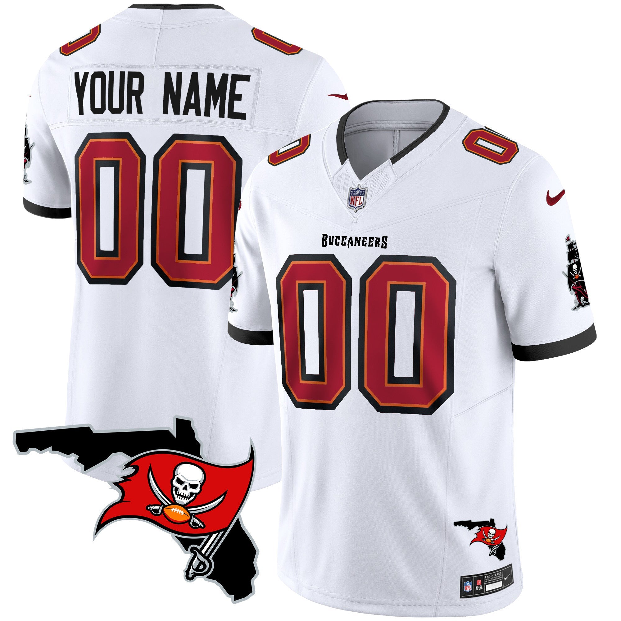 Buccaneers Florida Patch Vapor Limited Custom Jersey – All Stitched – White Jersey