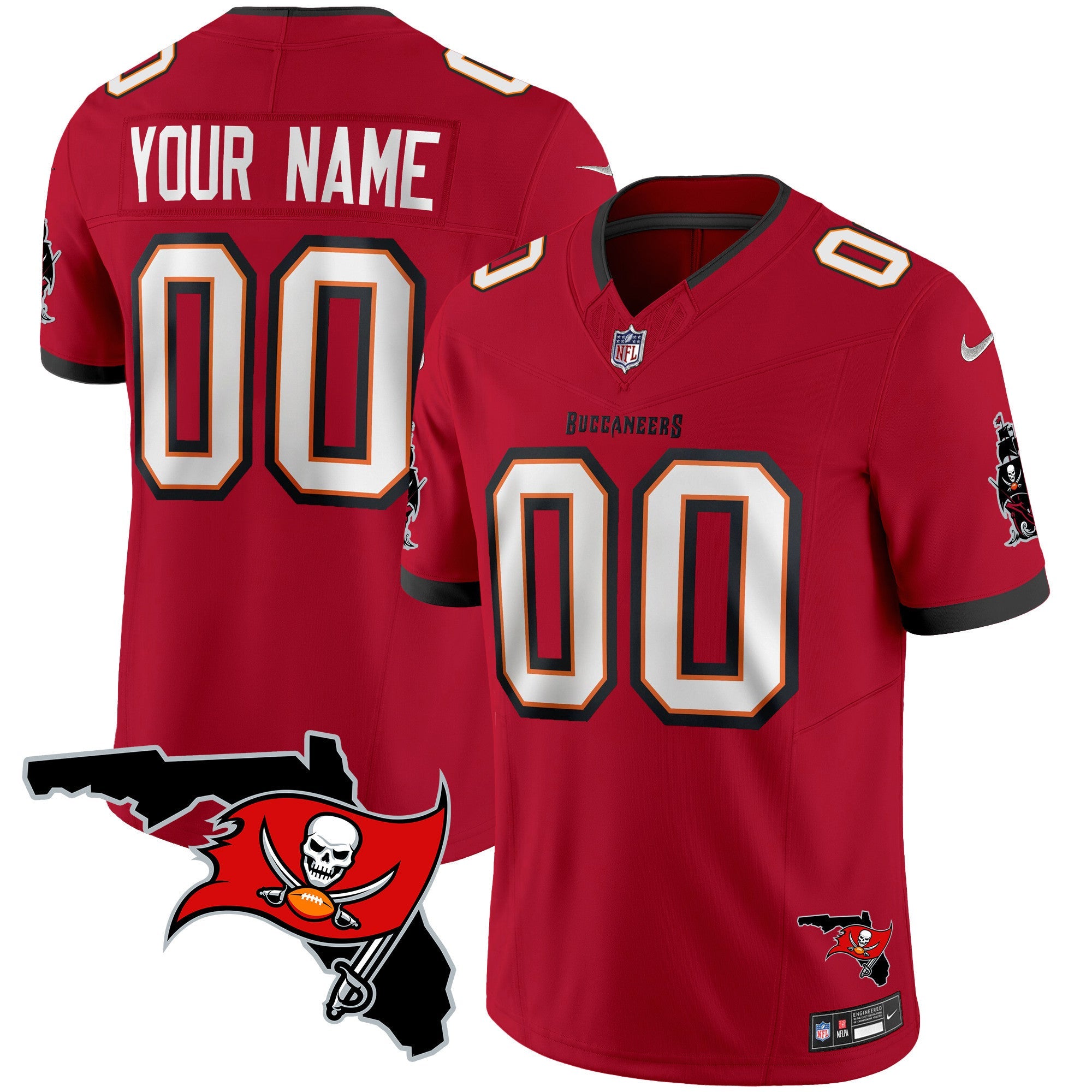Buccaneers Florida Patch Vapor Limited Custom Jersey – All Stitched – Red Jersey