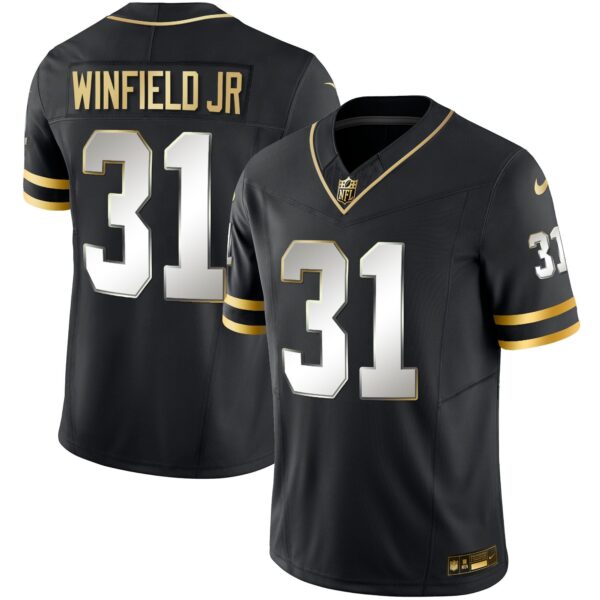 Buccaneers Throwback & Gold Limited Jersey – All Stitched – Black Limited – Antoine Winfield Jr. Jersey