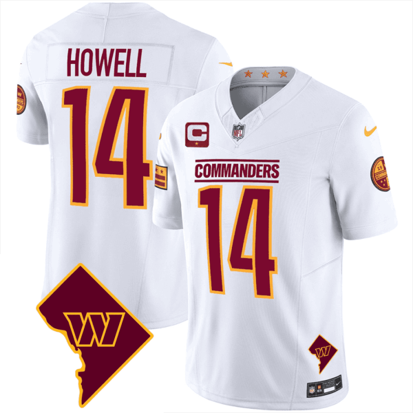 Washington Commanders Washington DC Map Patch Jersey – All Stitched – White – Sam Howell Jersey