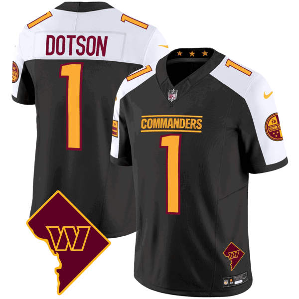 Washington Commanders Washington DC Map Patch Jersey – All Stitched – Black Alternate – Jahan Dotson Jersey