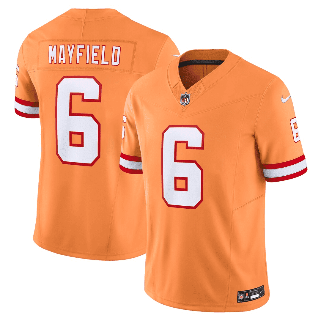 Buccaneers Throwback & Gold Limited Jersey – All Stitched – Orange – Baker Mayfield Jersey