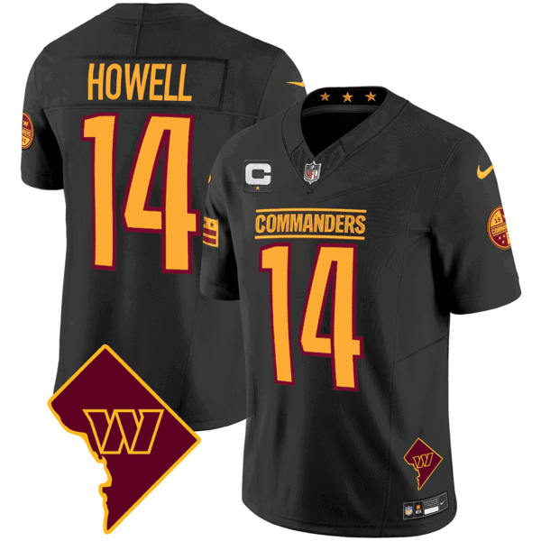 Washington Commanders Washington DC Map Patch Jersey – All Stitched – Black – Sam Howell Jersey