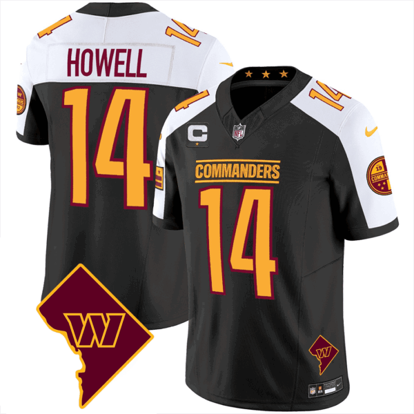 Washington Commanders Washington DC Map Patch Jersey – All Stitched – Black Alternate – Sam Howell Jersey