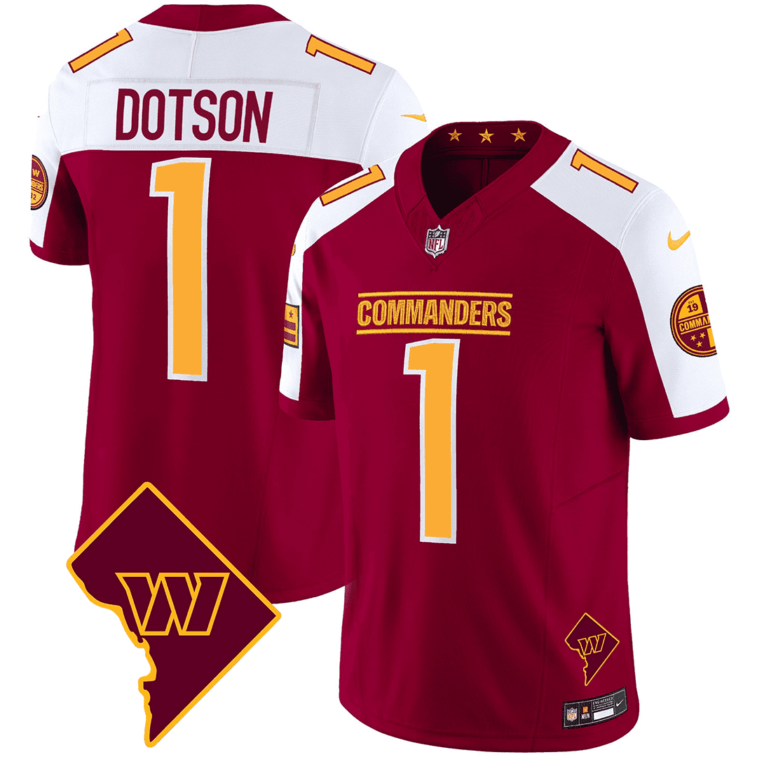Washington Commanders Washington DC Map Patch Jersey – All Stitched – Burgundy Alternate – Jahan Dotson Jersey