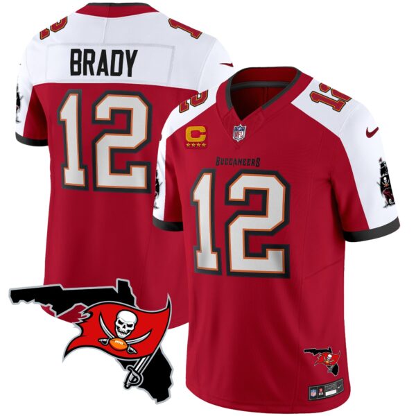 Buccaneers Florida Patch Vapor Limited Jersey – All Stitched – Red Alternate – Tom Brady Jersey