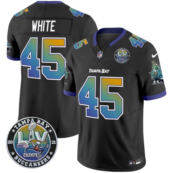 Buccaneers Tampa City Super Bowl LIV Patch Vapor Limited Jersey – All Stitched – Black – Devin White Jersey