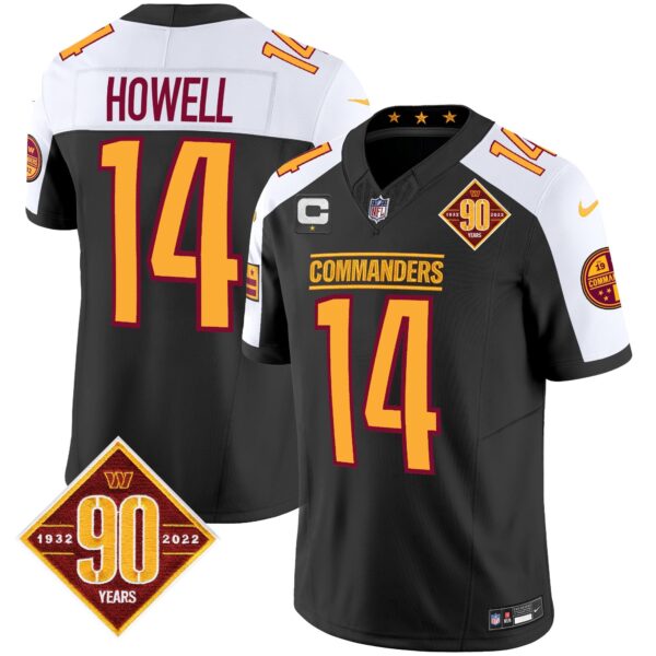 Washington Commanders 90th Anniversary Patch Vapor Jersey – All Stitched – Black Alternate – Sam Howell Jersey