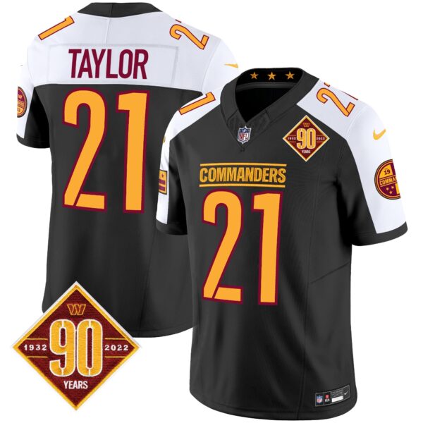 Washington Commanders 90th Anniversary Patch Vapor Jersey – All Stitched – Black Alternate – Sean Taylor Jersey