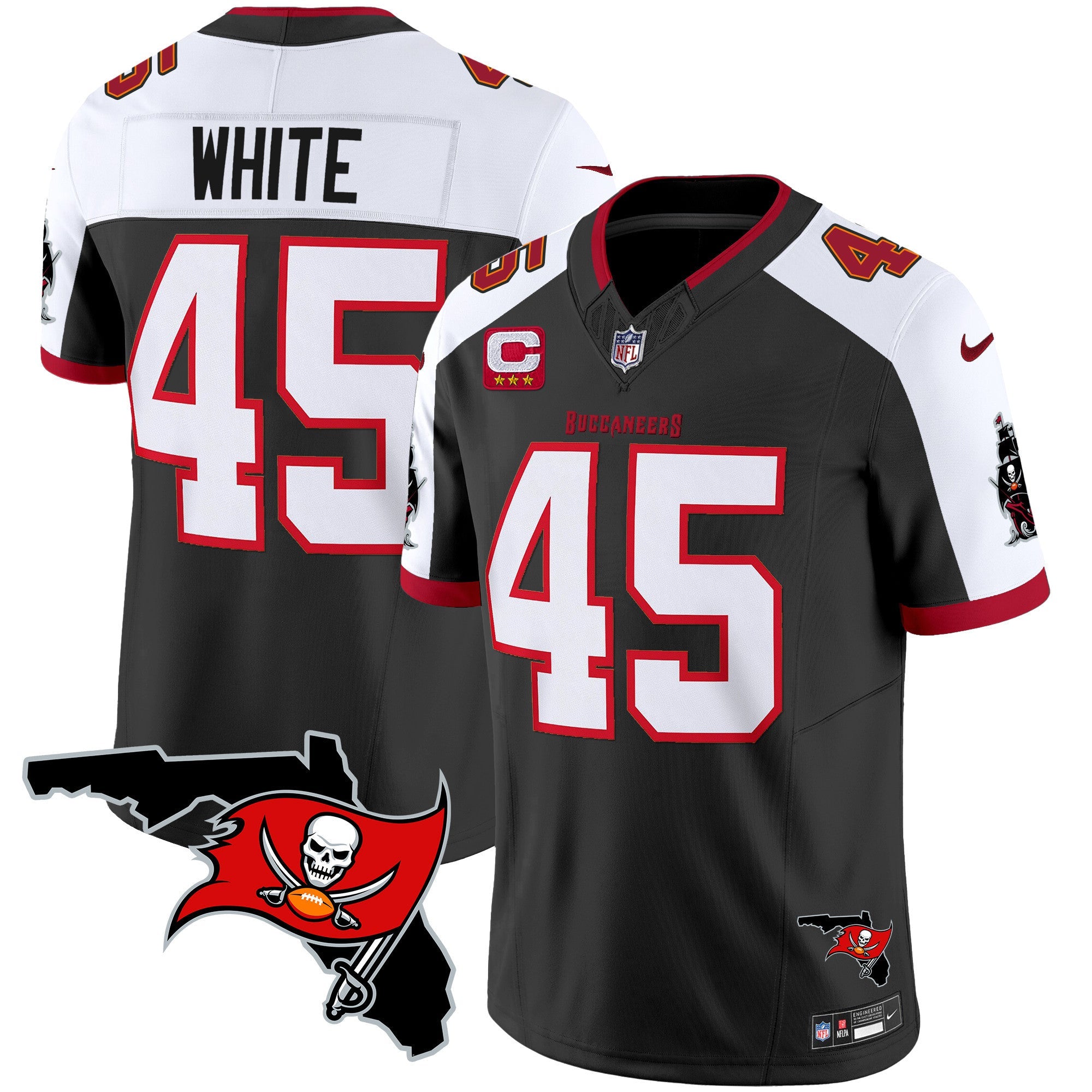 Buccaneers Florida Patch Vapor Limited Jersey – All Stitched – Black Alternate – Devin White Jersey