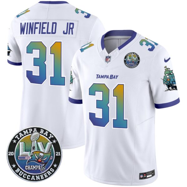 Buccaneers Tampa City Super Bowl LIV Patch Vapor Limited Jersey – All Stitched – White – Antoine Winfield Jr. Jersey