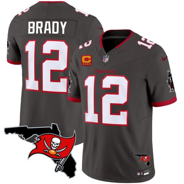 Buccaneers Florida Patch Vapor Limited Jersey – All Stitched – Pewter – Tom Brady Jersey