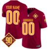 Washington Commanders 90th Anniversary Patch Vapor Custom Jersey – All Stitched – Burgundy Jersey