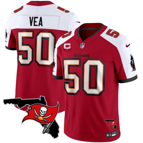 Buccaneers Florida Patch Vapor Limited Jersey – All Stitched – Red Alternate – Vita Vea Jersey