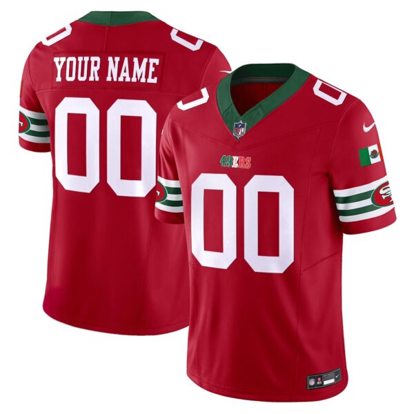 49ers Mexico Vapor Custom Jersey V2 – All Stitched – Red Jersey