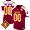 Washington Commanders 90th Anniversary Patch Vapor Custom Jersey – All Stitched – Burgundy Alternate Jersey