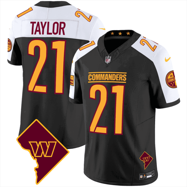 Washington Commanders Washington DC Map Patch Jersey – All Stitched – Black Alternate – Sean Taylor Jersey