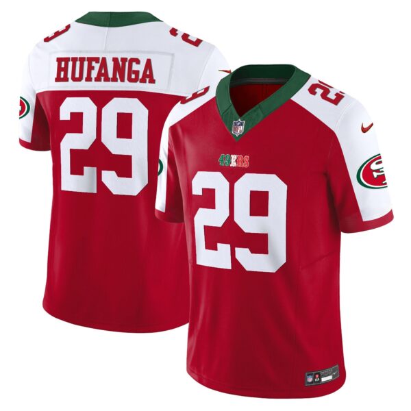 49ers Mexico Vapor Jersey V2 – All Stitched – Red Alternate – Talanoa Hufanga Jersey