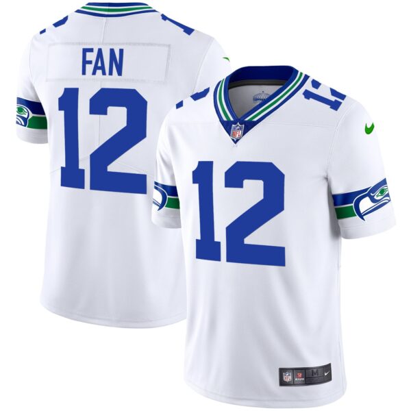Seahawks Throwback & Gold Jersey – All Stitched – White – 12th Fan Jersey