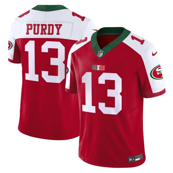 49ers Mexico Vapor Jersey V2 – All Stitched – Red Alternate – Brock Purdy Jersey