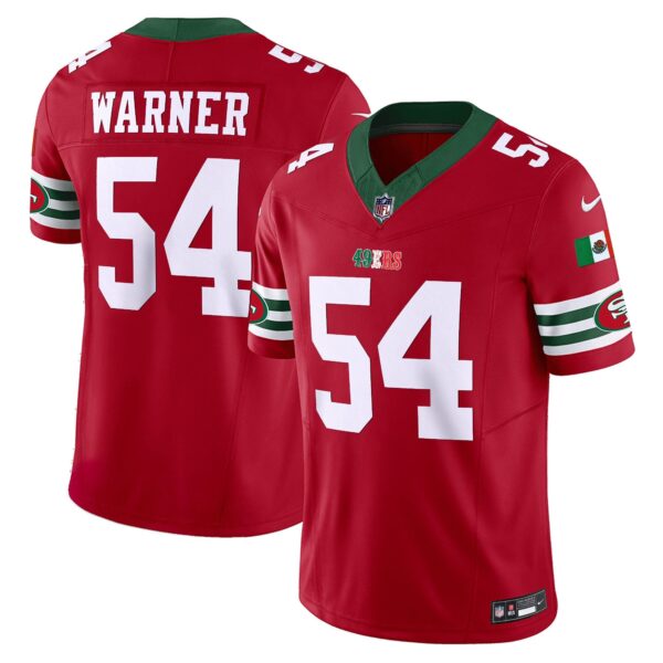 49ers Mexico Vapor Jersey V2 – All Stitched – Red – Fred Warner Jersey
