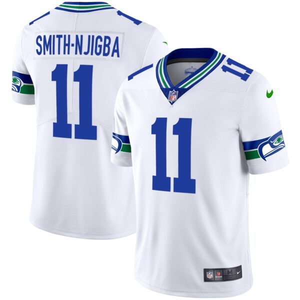 Seahawks Throwback & Gold Jersey – All Stitched – White – Smith-Njigba Jersey