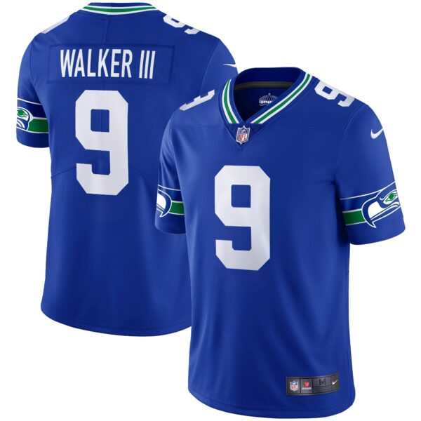 Seahawks Throwback & Gold Jersey – All Stitched – Royal – Walker III Jersey