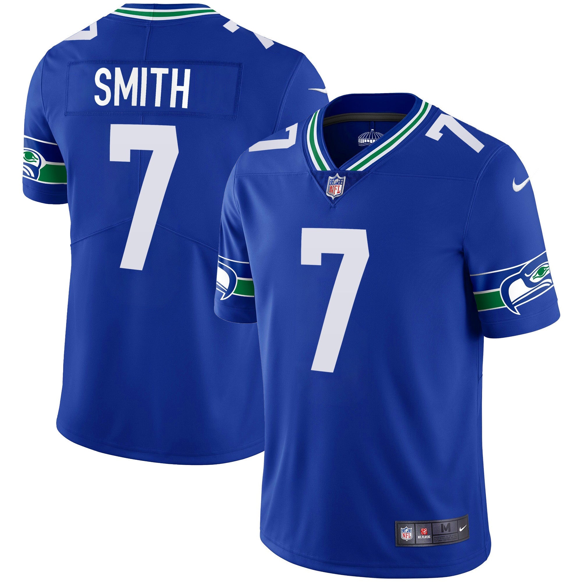 Seahawks Throwback & Gold Jersey – All Stitched – Royal – Geno Smith Jersey