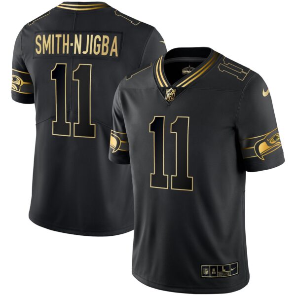 Seahawks Throwback & Gold Jersey – All Stitched – Black Gold – Smith-Njigba Jersey