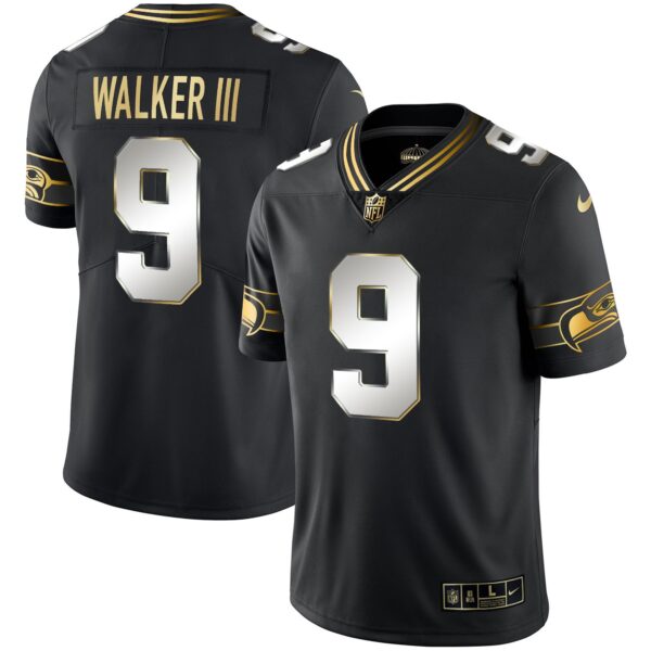 Seahawks Throwback & Gold Jersey – All Stitched – Black Limited – Walker III Jersey