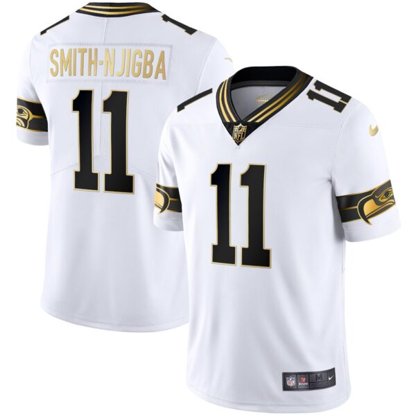 Seahawks Throwback & Gold Jersey – All Stitched – White Gold – Smith-Njigba Jersey