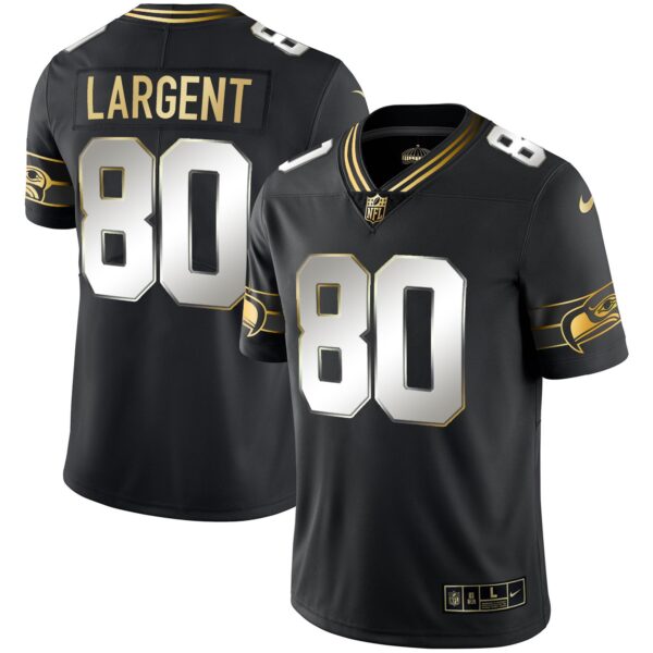 Seahawks Throwback & Gold Jersey – All Stitched – Black Limited – Steve Largent Jersey
