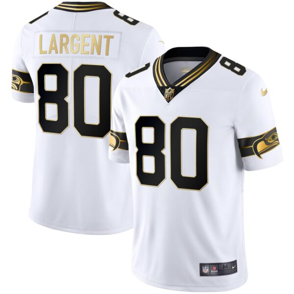 Seahawks Throwback & Gold Jersey – All Stitched – White Gold – Steve Largent Jersey