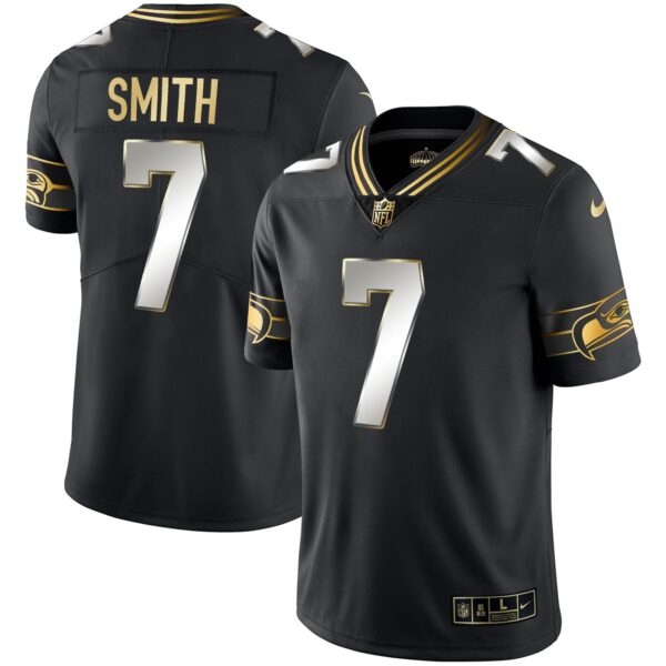 Seahawks Throwback & Gold Jersey – All Stitched – Black Limited – Geno Smith Jersey