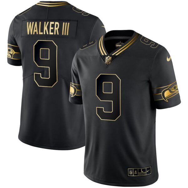 Seahawks Throwback & Gold Jersey – All Stitched – Black Gold – Walker III Jersey