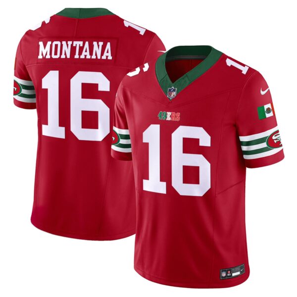 49ers Mexico Vapor Jersey V2 – All Stitched – Red – Joe Montana Jersey