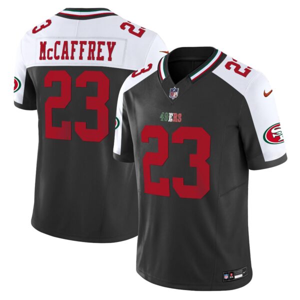 49ers Mexico Vapor Jersey V2 – All Stitched – Black Alternate – Christian McCaffrey Jersey