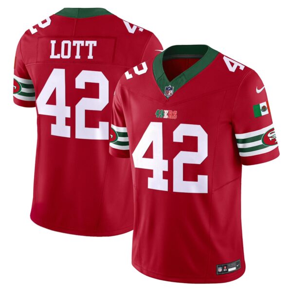 49ers Mexico Vapor Jersey V2 – All Stitched – Red – Ronnie Lott Jersey