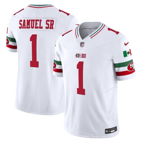 49ers Mexico Vapor Jersey V2 – All Stitched – White – Deebo Samuel Jersey