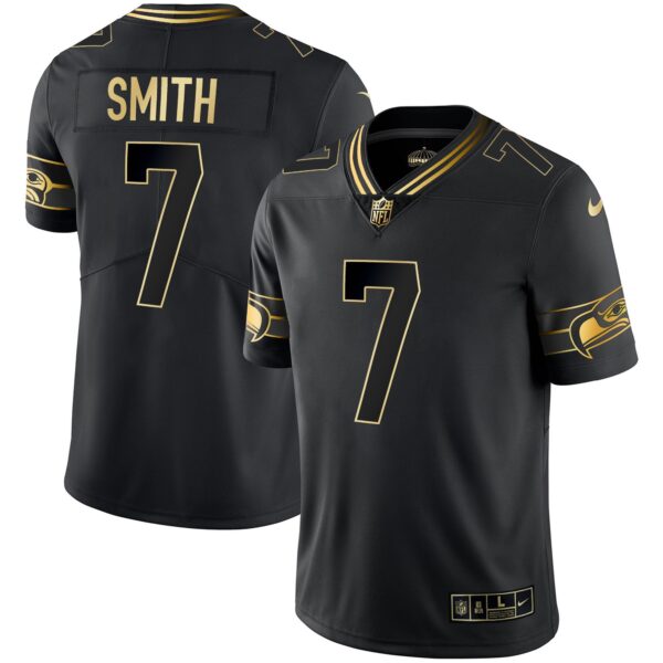 Seahawks Throwback & Gold Jersey – All Stitched – Black Gold – Geno Smith Jersey
