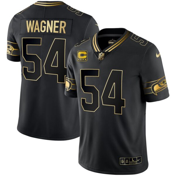 Seahawks Throwback & Gold Jersey – All Stitched – Black Gold – Bobby Wagner Jersey