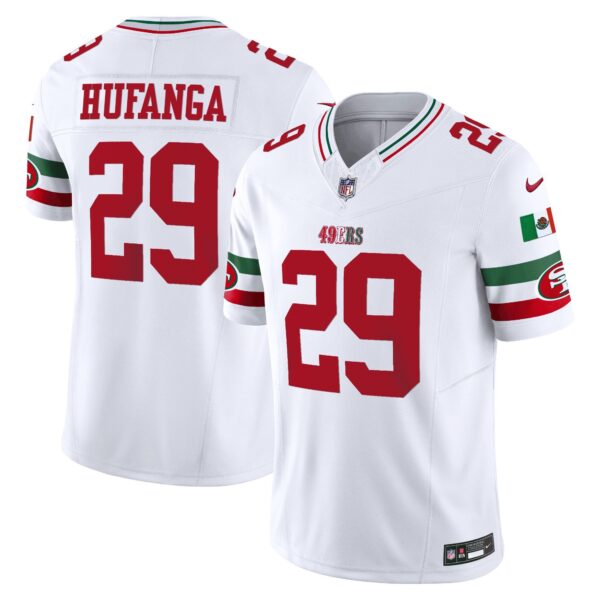 49ers Mexico Vapor Jersey V2 – All Stitched – White – Talanoa Hufanga Jersey
