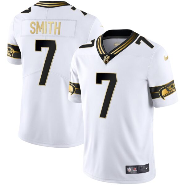 Seahawks Throwback & Gold Jersey – All Stitched – White Gold – Geno Smith Jersey