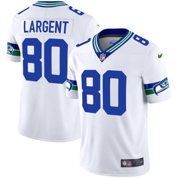 Seahawks Throwback & Gold Jersey – All Stitched – White – Steve Largent Jersey